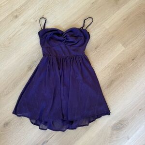 Lucy in the Sky purple shimmer adjustable strap mini dress size small